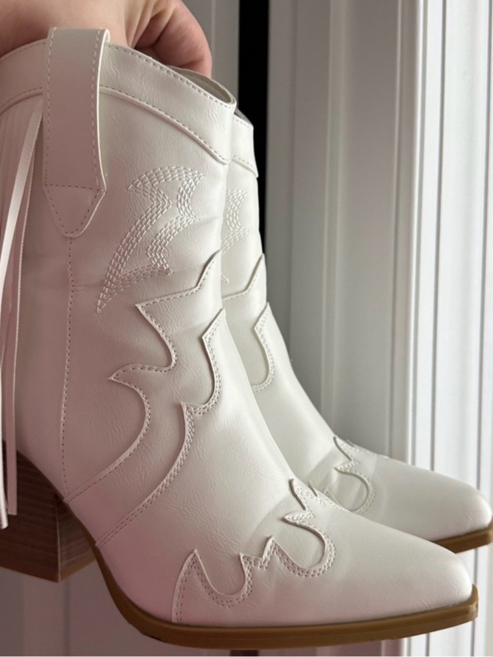 White Western-Inspired Women’s Ankle Boots